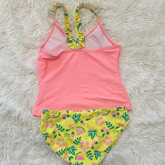 Girls Pink & Yellow 'One in a Melon' Tankini Swim Set - Picture 2 of 2